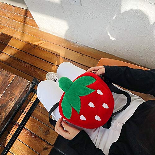 N / A pequeña Fresa Zanahoria Mochila de Felpa Estudiante un Hombro Oblicuo Felpa Mochila Escolar Linda Chica 19 cm