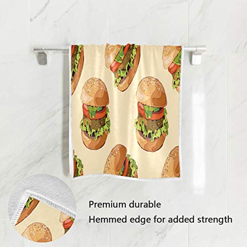 N/A Delicious Burger Toalla de mano suave y altamente absorbente, toallas de mano grandes, 38 x 76 cm, toalla de baño multiusos para manos de baño, cara, baño, gimnasio, hotel, spa
