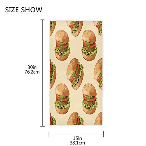 N/A Delicious Burger Toalla de mano suave y altamente absorbente, toallas de mano grandes, 38 x 76 cm, toalla de baño multiusos para manos de baño, cara, baño, gimnasio, hotel, spa