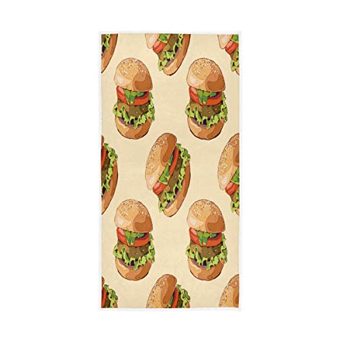 N/A Delicious Burger Toalla de mano suave y altamente absorbente, toallas de mano grandes, 38 x 76 cm, toalla de baño multiusos para manos de baño, cara, baño, gimnasio, hotel, spa
