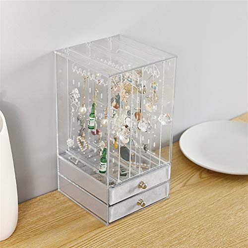 N\A Organizador de Maquillaje, Multifuncional plástico Transparentes de Joyas Pendientes Polvo Acabado Cuadro de Escritorio Lagerung Vertical joyería Caja de Almacenamiento (Color : 7)