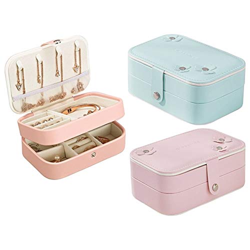 N\A Organizador de Maquillaje, Organizador del almacenaje de Las niñas Portable de la joyería Mujeres viajan 2-Capa del rectángulo Anillo Collar Pendientes Estuche Caja de Regalo (Color : Orange)