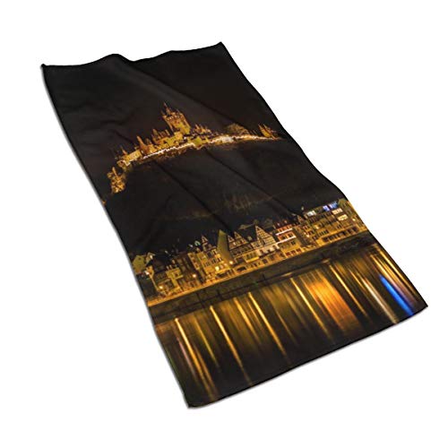 N/A Toalla de baño suave altamente absorbente toalla para baño, hotel, gimnasio, yoga, baño (27.5 x 15.7 pulgadas) Cochem Burg edificios Castillo r luz nocturna reflejo