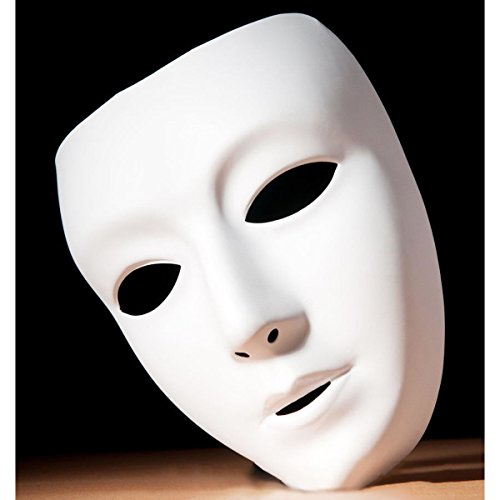 Naisidier - 1 máscara de cara completa para disfraz de Halloween, cosplay, disfraces, disfraces, máscaras de fiesta (blanco)