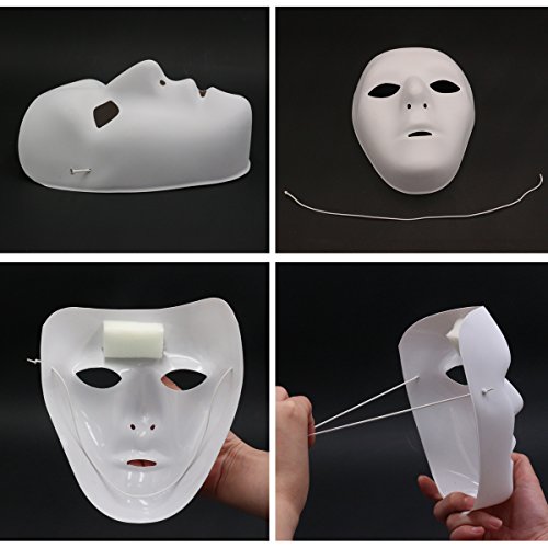 Naisidier - 1 máscara de cara completa para disfraz de Halloween, cosplay, disfraces, disfraces, máscaras de fiesta (blanco)