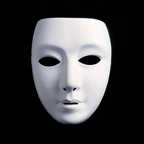 Naisidier - 1 máscara de cara completa para disfraz de Halloween, cosplay, disfraces, disfraces, máscaras de fiesta (blanco)