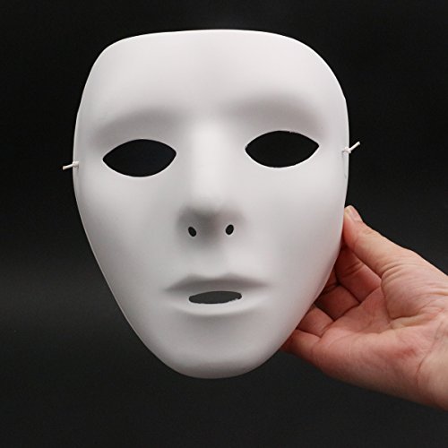 Naisidier - 1 máscara de cara completa para disfraz de Halloween, cosplay, disfraces, disfraces, máscaras de fiesta (blanco)