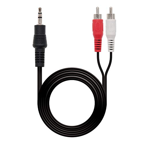 NanoCable 10.24.0310 - Cable audio estereo a 2 RCA, JACK 3.5/M-2xRCA/M, macho-macho, negro, 10mts
