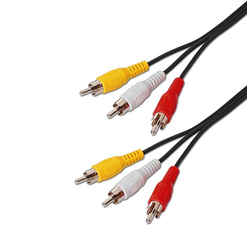 NanoCable 10.24.0802 - Cable de audio video 3 RCA, 3xRCA/M-3xRCA/M, macho-macho, negro, 1.8mts