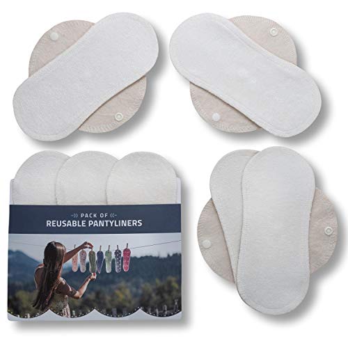 Natissy Salvaslips de tela reutilizables, 7-Pack Protege Slips de algodón ORGÁNICO con alas HECHAS EN LA UE, Compresas sin PUL, Toallas Sanitarias para uso diario y flujo blanco, NO para menstruación