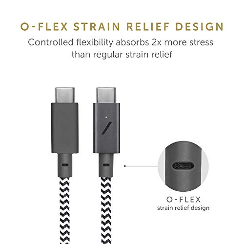 Native Union Cable Belt Tipo-C Pro USB-C a USB-C - 2,4 m Cable de Carga Compatible con MacBook y MacBook Pro 2016-2020, Microsoft Surface Go, Google Pixel 3/3 XL, Samsung Galaxy S20 (Cebra)