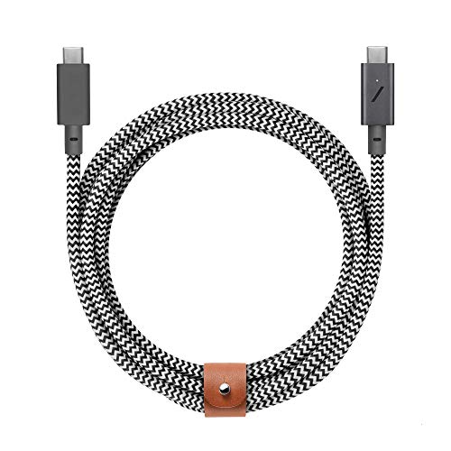 Native Union Cable Belt Tipo-C Pro USB-C a USB-C - 2,4 m Cable de Carga Compatible con MacBook y MacBook Pro 2016-2020, Microsoft Surface Go, Google Pixel 3/3 XL, Samsung Galaxy S20 (Cebra)