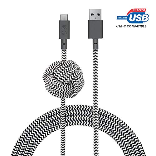 Native Union Night Cable USB-C a USB-A - 3 Metres Ultra-Robusto Reforzado Cable de Carga Lightning a USB con Nudo Lastrado - Compatible con Todos Los Dispositivos USB-C (Zebra)