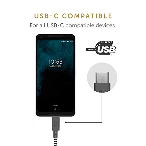 Native Union Night Cable USB-C a USB-A - 3 Metres Ultra-Robusto Reforzado Cable de Carga Lightning a USB con Nudo Lastrado - Compatible con Todos Los Dispositivos USB-C (Zebra)