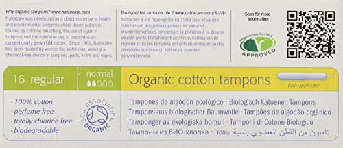 Natracare - Tampones con aplicador de algodón orgánico, 3 paquetes (3 x 16)