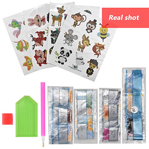 NATUCE 37 piezas DIY 5d Diamante Stickers Kit de Pintura Diamond Painting para Niños, Animales Dotz Rompecabezas De Diamantes Etiqueta para Adultos Principiantes