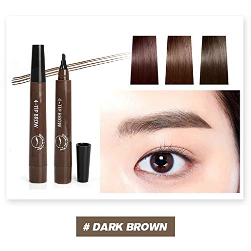 Natural 4 Points Tattoo Eyebrow Pen,Makeup Microblading Four Fork TipFine Brow Pen,Waterproof & Smudge-Proof Eyebrow Pencil Long-lasting Natural Hair-Like Defined Brows All Day (2 pcs) (Dark brown)
