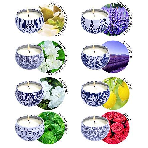 Natural Velas Aromaticas Juego de 16 Piezas,100% de Cera de Soja Velas Perfumadas,para Aliviar el Estrés, para Relajación Vela de Viaje Adecuado para Dormitorio Cumpleaños Día de San Valentín Regalos