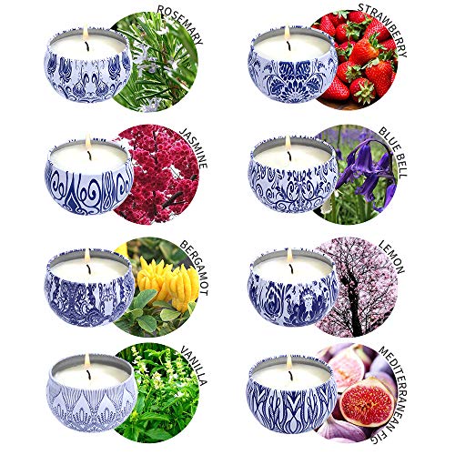 Natural Velas Aromaticas Juego de 16 Piezas,100% de Cera de Soja Velas Perfumadas,para Aliviar el Estrés, para Relajación Vela de Viaje Adecuado para Dormitorio Cumpleaños Día de San Valentín Regalos