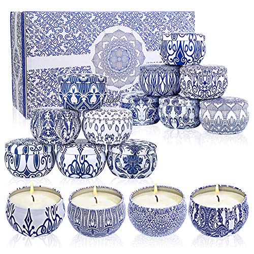 Natural Velas Aromaticas Juego de 16 Piezas,100% de Cera de Soja Velas Perfumadas,para Aliviar el Estrés, para Relajación Vela de Viaje Adecuado para Dormitorio Cumpleaños Día de San Valentín Regalos