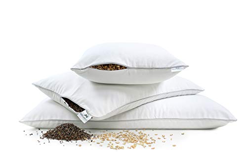 NATURECA - Almohada de espelta (30 x 40 cm, piel de espelta orgánica con funda de algodón, cojín ortopédico, para niños y adultos