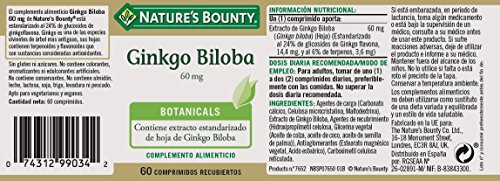 Nature's Bounty Ginkgo Biloba 60 mg Suplemento - 60 Tabletas