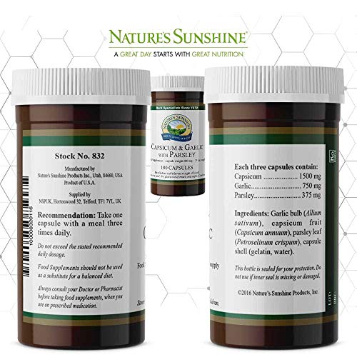 Nature's Sunshine Capsicum & Ajo con Perejil - 100 Cápsulas