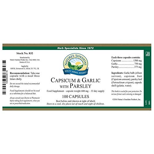 Nature's Sunshine Capsicum & Ajo con Perejil - 100 Cápsulas