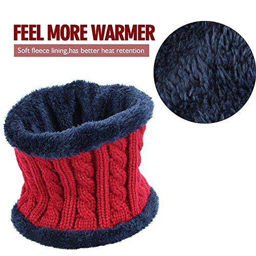 Ndier Conjunto De Bufanda Sombrero para Hombre y Mujer de Gorro de Invierno Unisex Sombrero Caliente de Punto Gorra Bufanda con Forro de Lana (Rojo)
