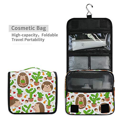 Neceser Colgante de Viaje – Lindo Erizo de Dibujos Animados Bolsa de Maquillaje Organizador para Las Mujeres y Las niñas Impermeable Multicolor Erizo - 1 Large