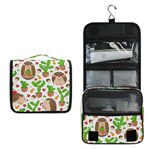 Neceser Colgante de Viaje – Lindo Erizo de Dibujos Animados Bolsa de Maquillaje Organizador para Las Mujeres y Las niñas Impermeable Multicolor Erizo - 1 Large