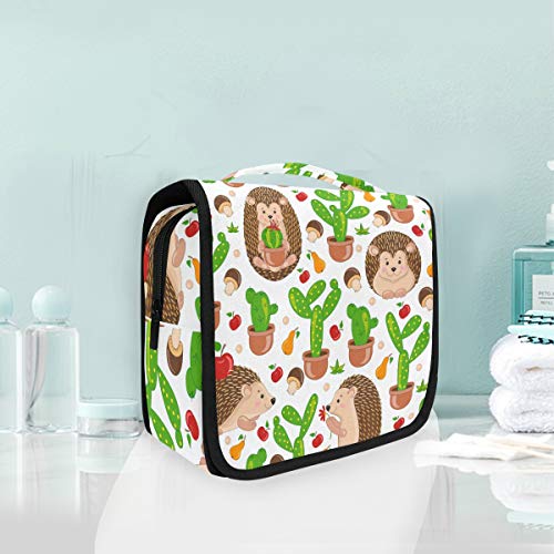 Neceser Colgante de Viaje – Lindo Erizo de Dibujos Animados Bolsa de Maquillaje Organizador para Las Mujeres y Las niñas Impermeable Multicolor Erizo - 1 Large