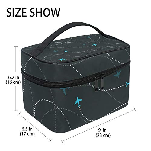 Neceser de maquillaje Airline Aircraft Destinations sin costuras, portátil, con cremallera