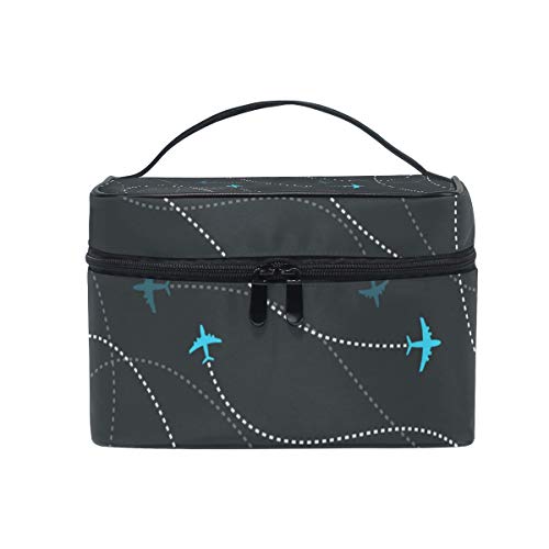 Neceser de maquillaje Airline Aircraft Destinations sin costuras, portátil, con cremallera