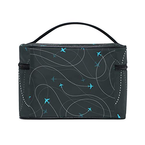 Neceser de maquillaje Airline Aircraft Destinations sin costuras, portátil, con cremallera