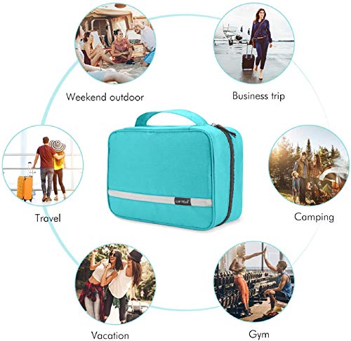 Neceser de Viaje, Neceser Maquillaje Grande para Hombre y Mujer, Carttiya Bolsa de Aseo Impermeable para Colgar (Y Azul Claro)