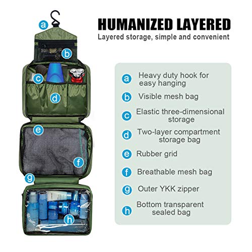Neceser de Viaje para Colgar Bolsas de Aseo con Compartimento Impermeable y Plegable Bolsa de Cosméticos/Maquillaje con Correa para Hombre Mujer
