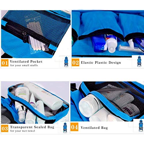 Neceser Viaje Hombre y Mujer,Neceser Maquillaje Pack Neceser Baño Toiletry Kit, Boic Pequeño Bolsas de Aseo Impermeable, Bolsa de Viaje,Cosmético Organizadores de Viaje Travel Toiletry Bag (Azul)