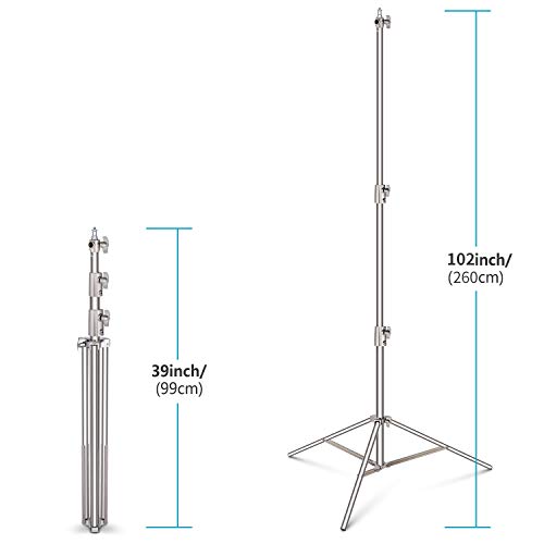 Neewer 2 Piezas luz Soporte Kit, 114 cm/260 cm de Acero Inoxidable Resistente con (1/4 A 3/8 Adaptador Universal para Studio de luz, Monolight y Otros Equipo fotográfico