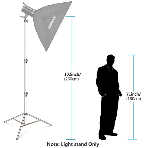 Neewer 2 Piezas luz Soporte Kit, 114 cm/260 cm de Acero Inoxidable Resistente con (1/4 A 3/8 Adaptador Universal para Studio de luz, Monolight y Otros Equipo fotográfico