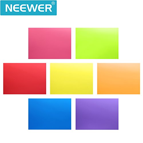 Neewer Kit de 14 piezas Filtro de Gel de Iluminación con 7 Colores Diferentes - 28 x 22 cm Lámina de Corrección de Color Transparente Láminas Plásticas de Película