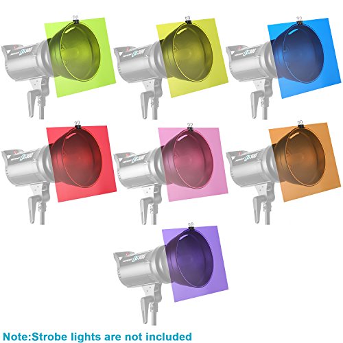 Neewer Kit de 14 piezas Filtro de Gel de Iluminación con 7 Colores Diferentes - 28 x 22 cm Lámina de Corrección de Color Transparente Láminas Plásticas de Película