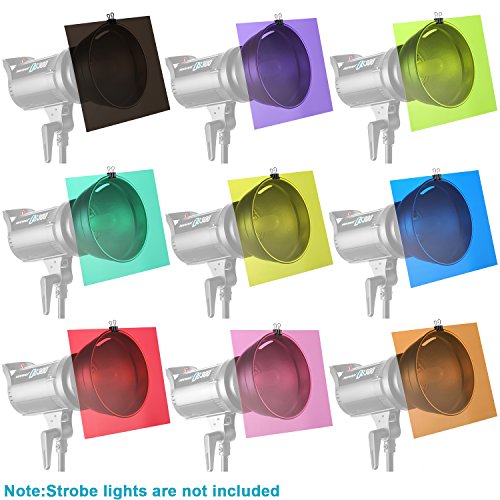 Neewer Kit de 9 piezas Filtro de Gel de Iluminación con 9 Colores Diferentes - 30 x 21 cm Lámina de Corrección de Color Transparente Láminas Plásticas
