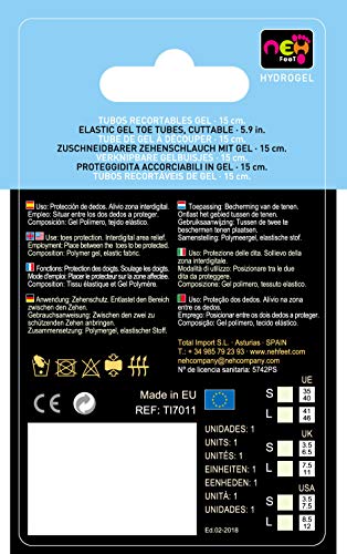 Neh Feet TI7011/S - Protector para Dedos Tubo Elástico con Gel 15 Cm Recortable, EU 35-40 Nude