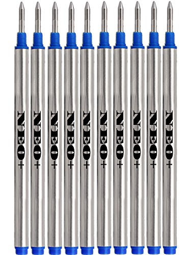 NEO+ Recambios de bolígrafo Compatible con Mont Blanc bolígrafos Rollerball de líneas: Solitaire, Noblesse, Generation, Scent, Bohème, Classic y StarWalker, Jinhao, Gullor Rollerball (10 TINTA AZUL)