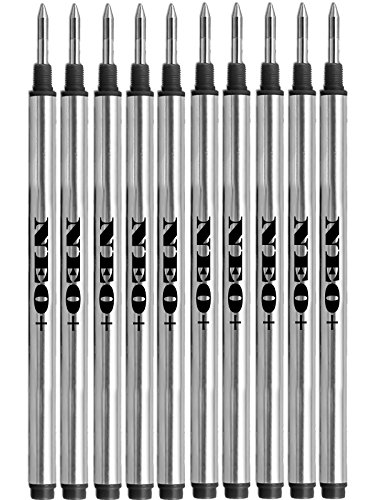 NEO+ Recambios de bolígrafo Compatible con Mont Blanc bolígrafos Rollerball de líneas: Solitaire, Noblesse, Generation, Scent, Bohème, Classic y StarWalker, Jinhao, Gullor Rollerball (10 TINTA NEGRA)