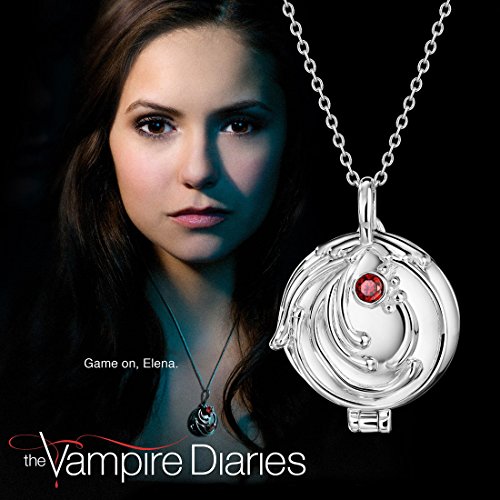 NEOGLORY Collar Plata de Ley Medallón de Verbena Elena Gilbert Diario de los Vampiros