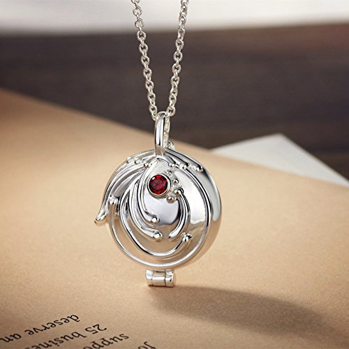 NEOGLORY Collar Plata de Ley Medallón de Verbena Elena Gilbert Diario de los Vampiros