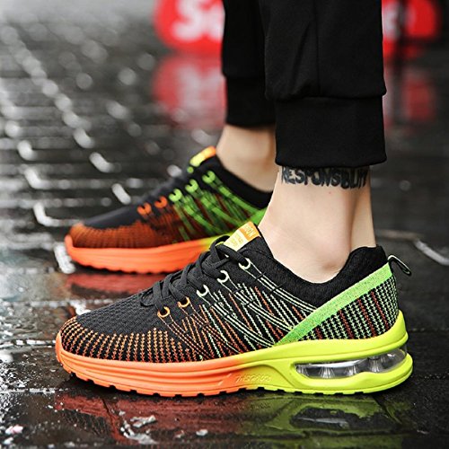 NEOKER Zapatos de Running Para Hombre Zapatillas Deportivo Outdoor Calzado Asfalto Sneakers Negro Naranja 40