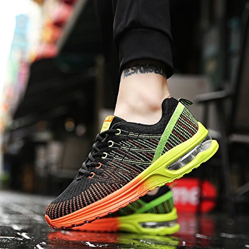 NEOKER Zapatos de Running Para Hombre Zapatillas Deportivo Outdoor Calzado Asfalto Sneakers Negro Naranja 40
